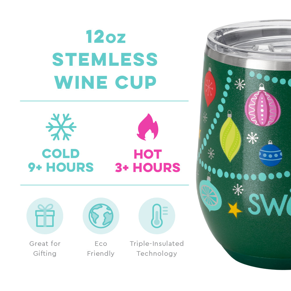O Christmas Tree Swig Life Stemless Wine Cup Swig Life - 12 oz